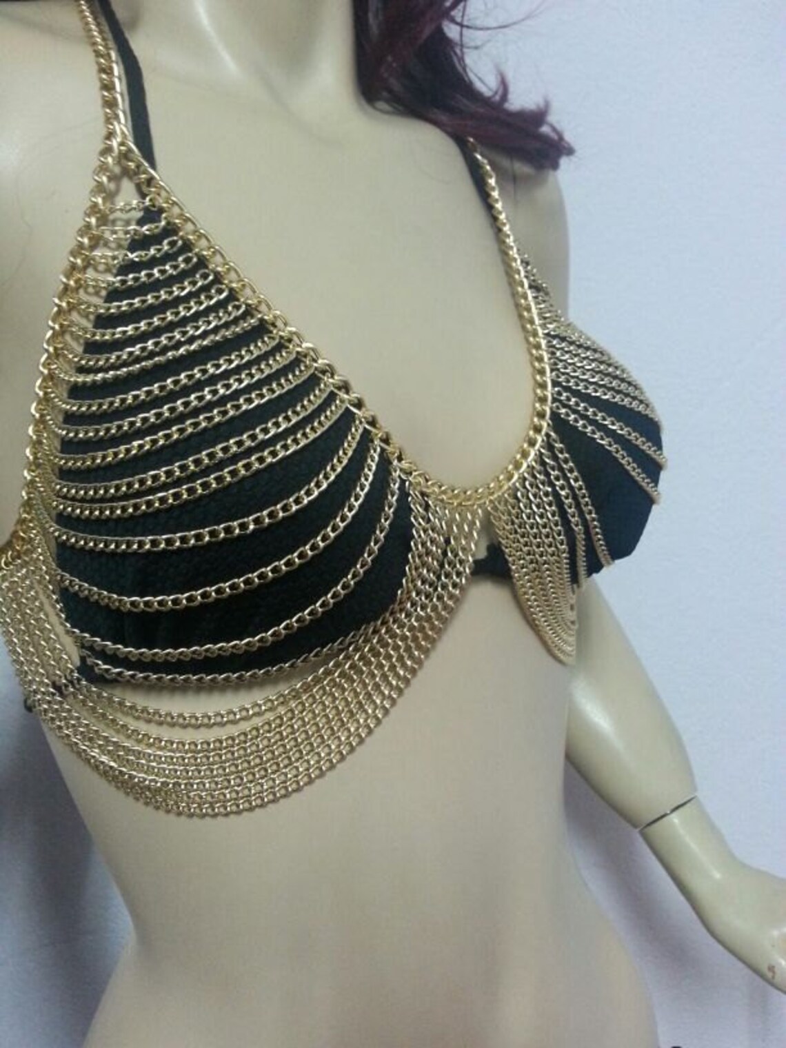 Layered Gold Chain Bra Gold Body Chain Chain Bra Chain Bra Etsy