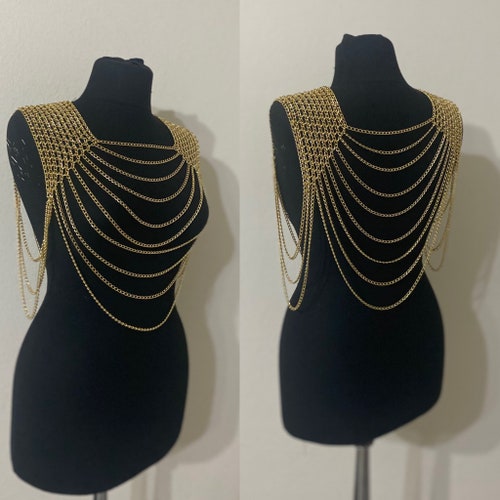 Gold Shoulder Chain Shoulder Necklace Rave Outfit Festival - Etsy