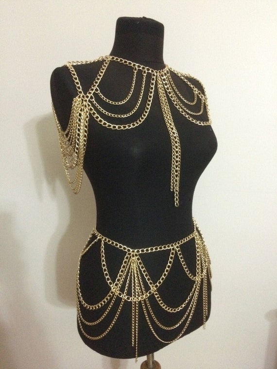 Gold Body Chain / Body Jewelry / Shoulder Chain / Belly Chain Etsy