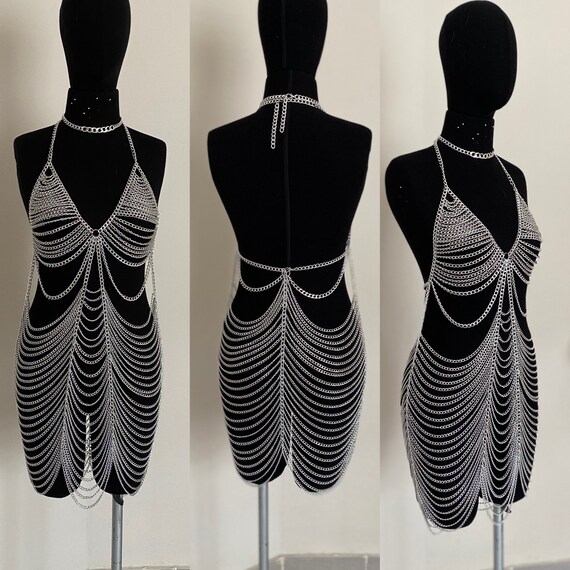 Gold Chain Dress Mini Chain Dress Gold Body Chain Chain Mail