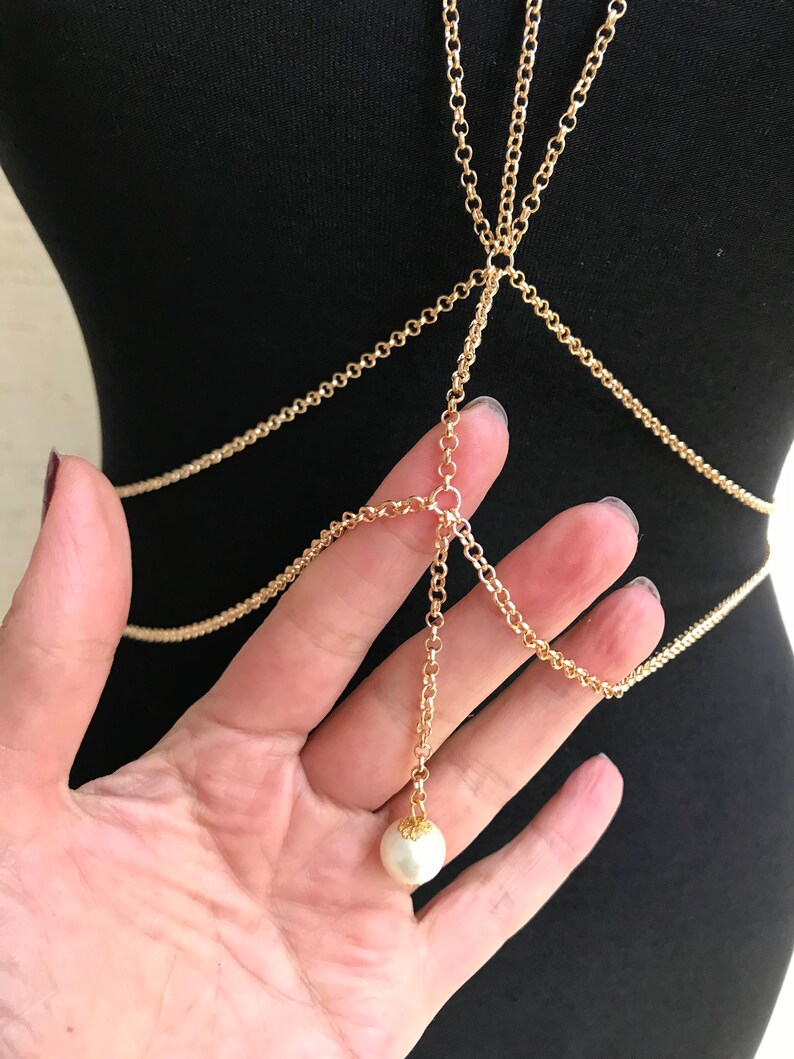 Gold Body Necklace Body Chain Body Jewelry Dainty Etsy