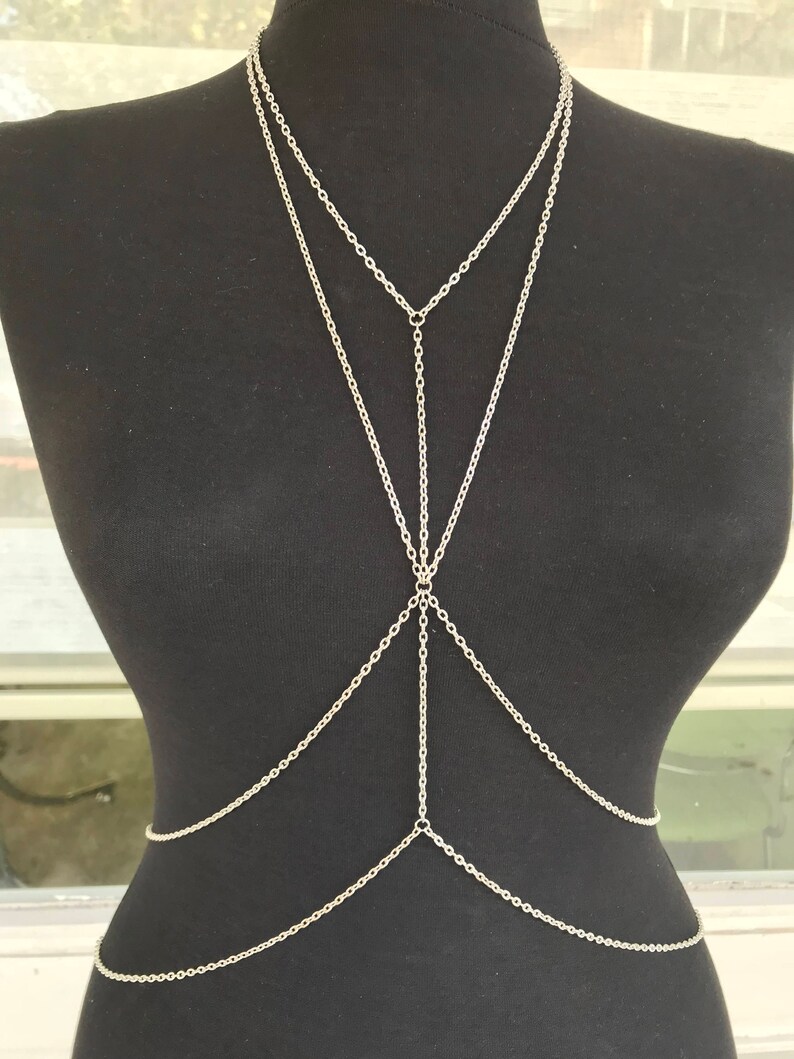 Silver body chain Body jewelry Body necklace Silver boy Etsy