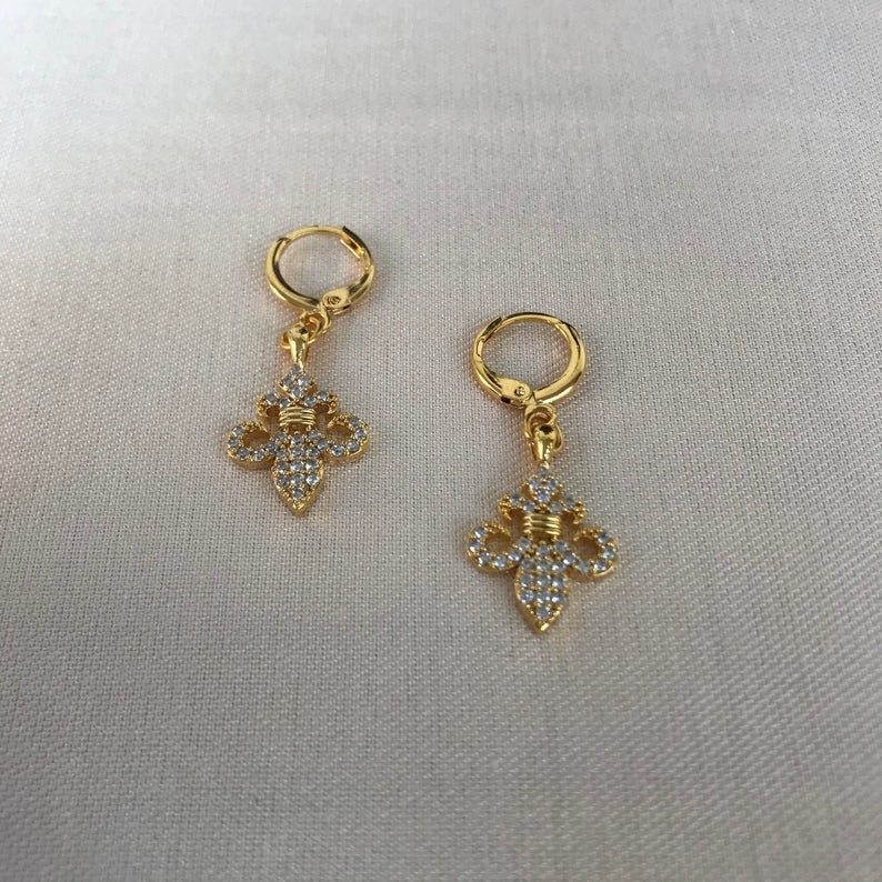 Gift for her Bridesmaid gift Gold Charm Necklace /& Earrings Set