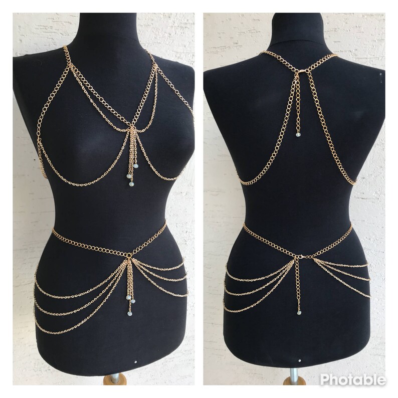 Rose gold body chain and waist chain body jewelry set body Etsy