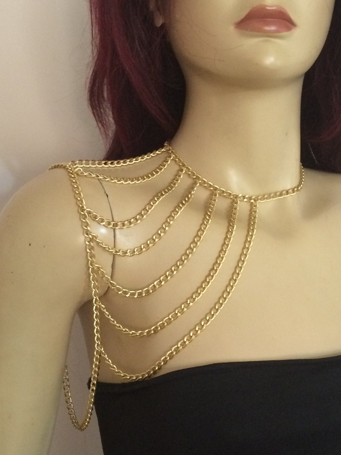 Gold Shoulder Chain Shoulder Jewelry Body Chain Body Etsy