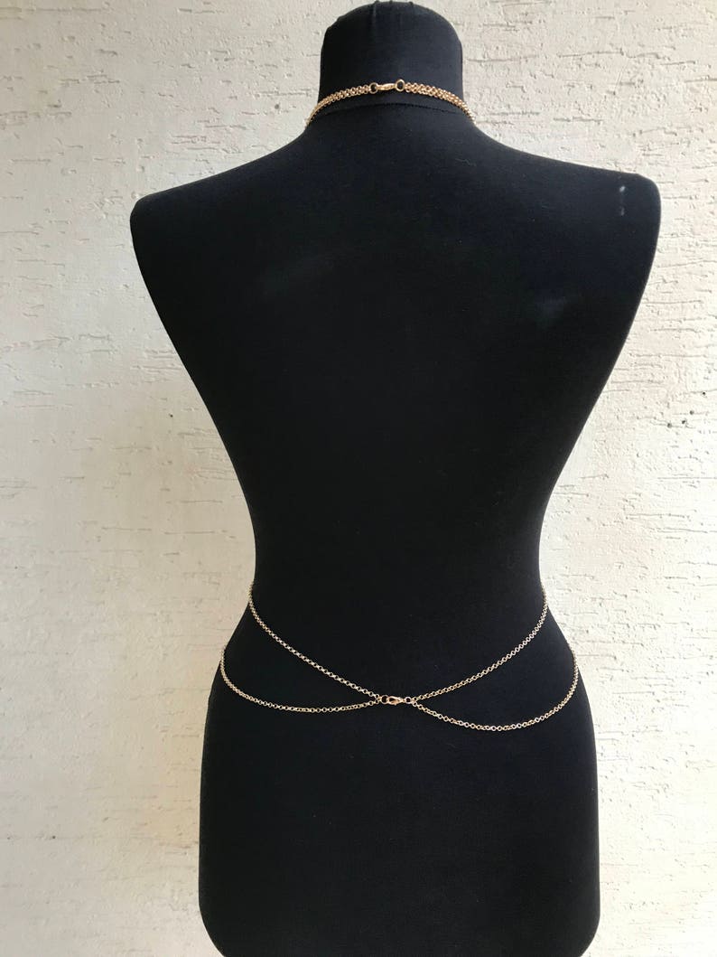 Gold Body Necklace Body Chain Pearl Earrings Gift Body Etsy