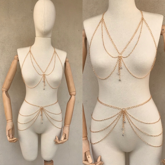 Rose gold body chain and waist chain 