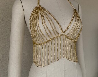 Gold Chain Bra Top,