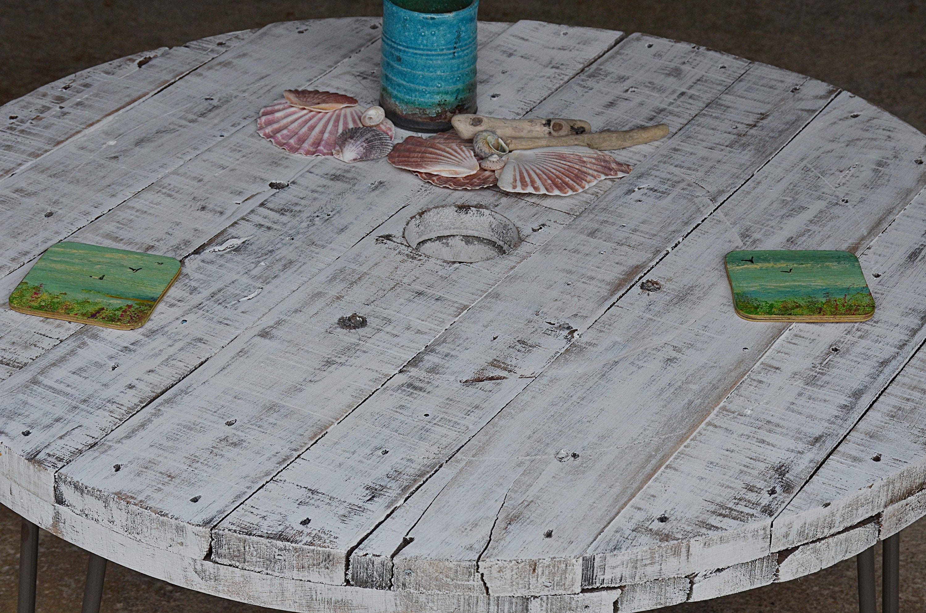 Contemporary Bespoke White Coastal Cottage Round Coffee Table - Etsy UK