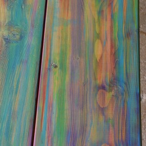 Wood Coffee Table Unique Hand painted Multi Coloured Finish with 16" L Sleek Black Metal Hair Pin Legs Tapered Wood Legs Also Available image 5
