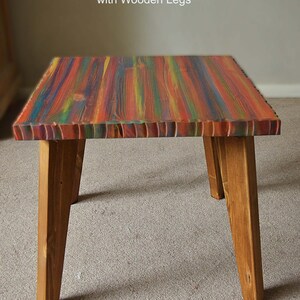 Wood Coffee Table Unique Hand Painted Multi Coloured Finish With 16" L ...