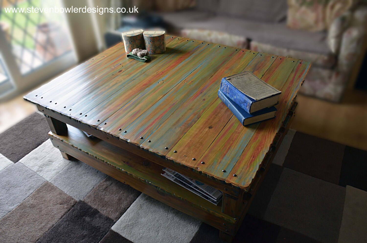 Bespoke Multi Coloured Old Boat Wood Style Reclaimed Coastal Bespoke Multi Coloured Old Boat Wood Style Reclaimed Coastal Coffee Table With Weathered Look Finish Undershelf Storage Made To Order