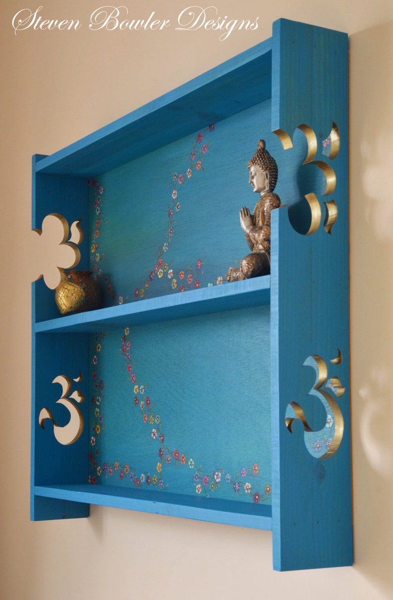 Decorative Bespoke Wall Mounted Shelving Unit Turquoise Blue Etsy