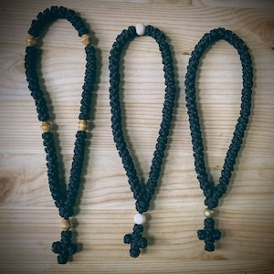 50 Knot Black Paracord Prayer Rope