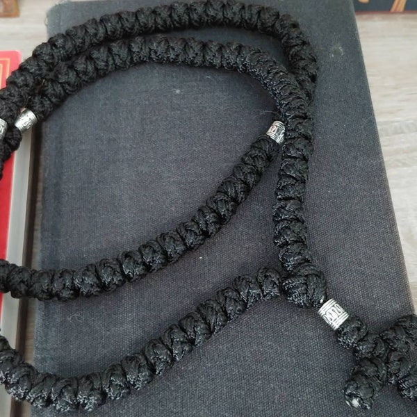 100 Knot Black Paracord Prayer Rope