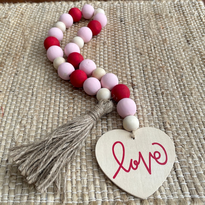 Valentine's Day Wood Bead Garland 