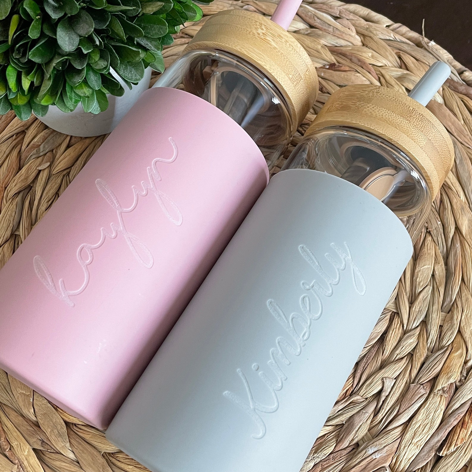 Engraved Custom Glass Tumbler With Bamboo Lid glass Tumbler Etsy