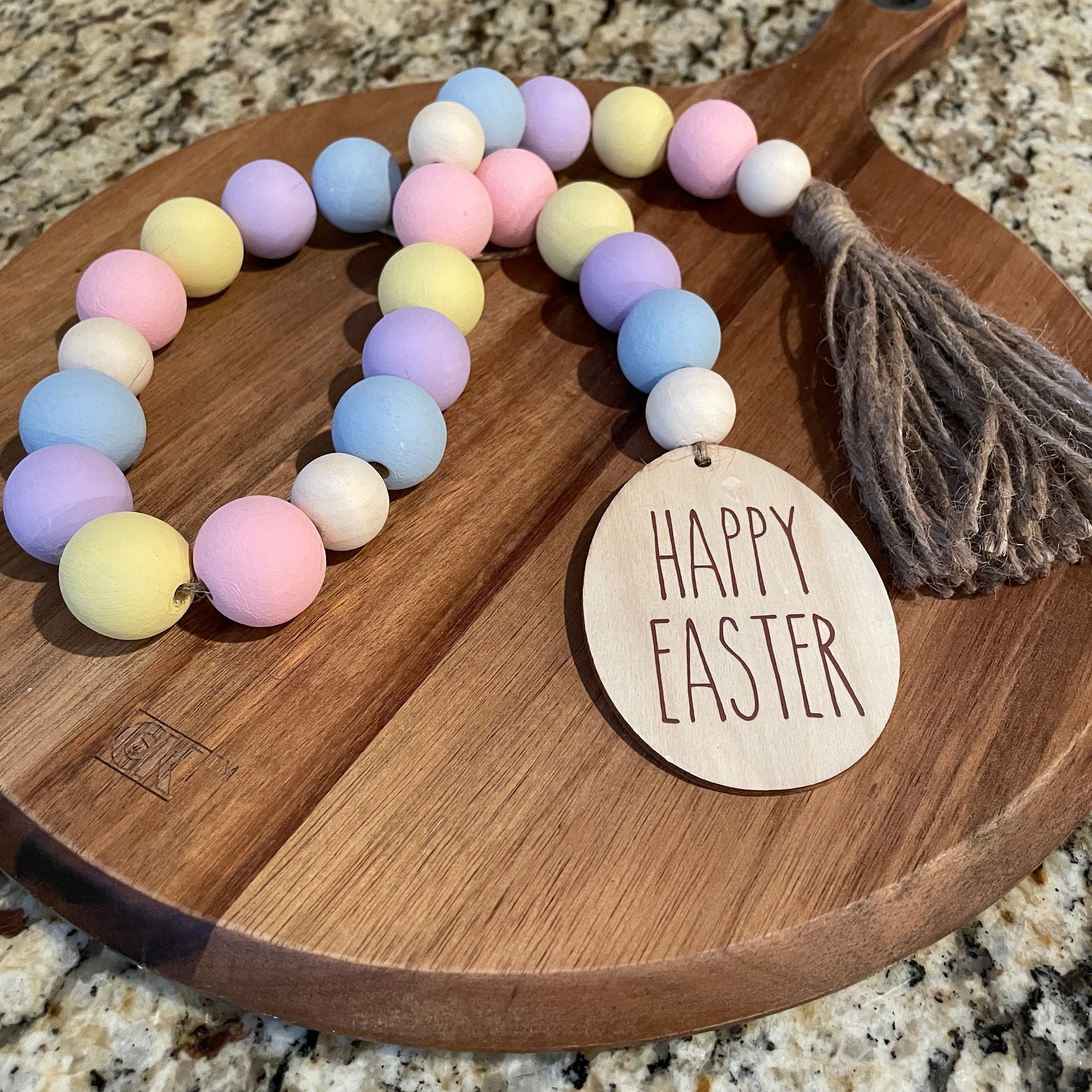 Easter Wood Bead Garland / Tiered Tray Decor / Easter Tiered Etsy