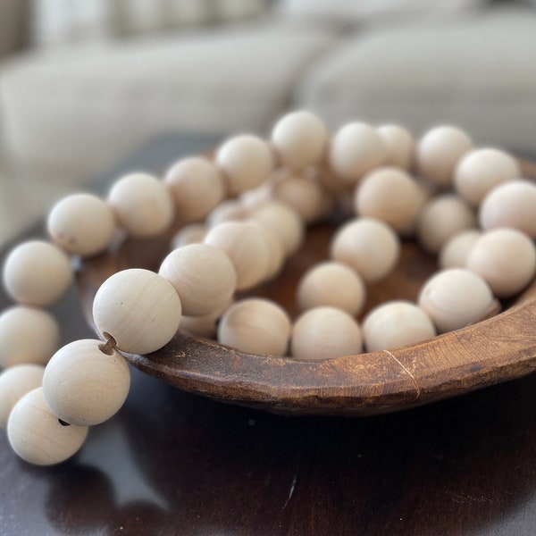 Extra Large Extended Length Wood Bead Garland,X-Large Coffee Table Beads,XL Wood Bowl Beads