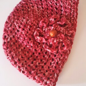 Women&#39;s Hat with Flower, Flower Beanie, Beanie with Flower, Large Flower with Bead, Winter Hat, Fashion Hat