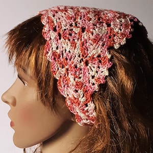 Boho Triangle Headband, Lace Bandana, Kerchief headband, Crochet Hair Accessories, Cottage Core Hair Scarf, Headcover
