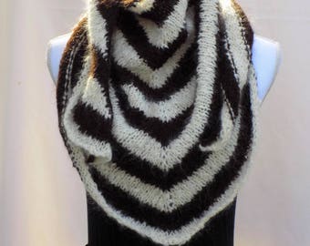 Hand Knit Alpaca Merino Wool Shawl, Neck Warmer, Winter Fashion, Winter Scarf, Handmade Striped Scarf, Hand Knit Wrap, Shawl Lover Gift