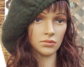 Hand Knitted Hat, Felted hat, Wool Tam, Beret, Highland Tam, Bonnet, Historical Hat, Reenactment Hat, Highland Wear, Scottish Hat