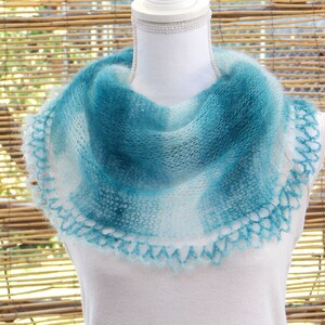 Mohair and Silk Hand Knit Shawl, Knitted Shawl Wrap, Shoulder Cover, Special Occasion, Gift for Her
