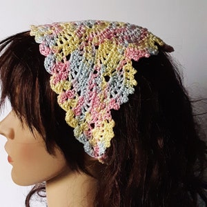 Kerchief headband, Boho Triangle Headband, Lace Hair Bandana, Hair Accessories, Cottage Core Hair Scarf, Cotton Headcover