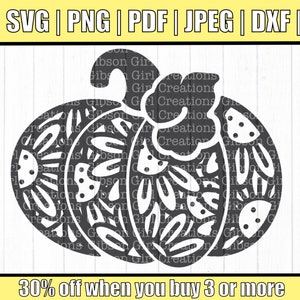 Pumpkin Svg | Sunflower Pumpkin Svg | Sunflower Svg | Fall Svg | Patterned Pumpkin Svg | Cut File For Cricut | Fall Cut File | Halloween Svg