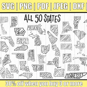 All 50 States Svg | All 50 States Outline Svg | State Svg | US State Svg | USA State Svg | Usa State Svg bundle | Cut Files | DXF | Clip Art