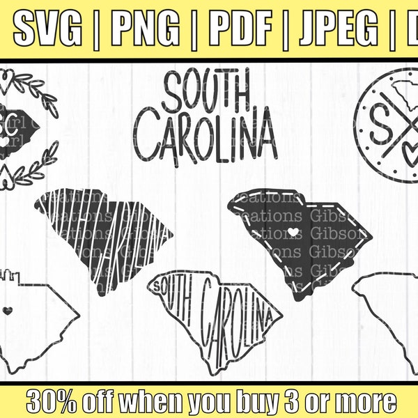 South Carolina Svg Bundle | Hand Drawn South Carolina Svg | South Carolina Home Decor Svg | South Carolina Sublimation | USA Shirt Svg