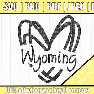 Wyoming Svg | Wyoming Heart Svg | WY Svg | Wyoming State Svg | Staat Svg | Bestanden knippen | Wyoming DXF | Illustraties | Gratis SVG-geschenk inbegrepen!