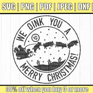 Cochon Noël Svg | Cochon SVG | Animal de compagnie Noël Svg | Oink SVG | Fichier de coupe de porc | Fichier coupé pour Cricut | Drôle de ferme SVG | Ferme Noël Svg | Cochon