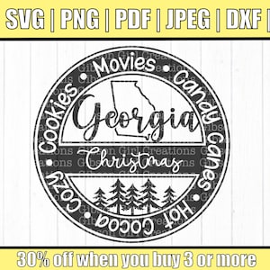 Georgia Christmas Svg | Georgia Svg | Christmas Svg | Georgia Cut File | Christmas Cut File | Georgia Clip Art | GA Svg | GA Dxf | Eps