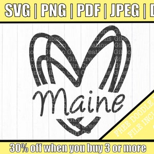 Maine Svg | Maine Heart Svg | ME Svg | Maine State Svg | State Svg | Cut Files | Maine DXF | Maine Clip Art | Free SVG Gift Included!