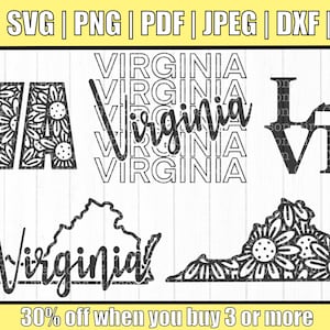 Virginia Svg | Virginia Svg Bundle | Virginia Cut Files | VA Svg | Virginia Love Svg | Virginia Floral Svg | Virginia Spring Svg | Eps | Dxf