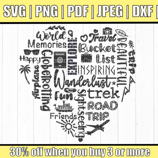 Wanderlust Svg | Travel Svg | Vacation Svg | Trek Svg | Backpacking Svg | Cut File For Cricut | Digital Download | Adventure Svg | Dxf | Eps