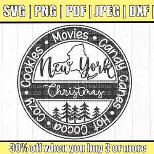 New York Christmas Svg | New York Svg | Christmas Svg | New York Cut File | Christmas Cut File | New York Clip Art | Christmas State Svg