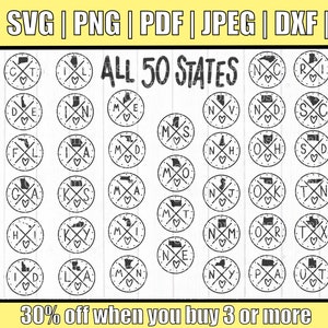 All 50 States Svg | All 50 States Stamp Svg | State Svg | US State Svg | USA State Svg | Usa State Svg bundle | Cut Files | DXF | Clip Art