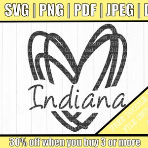 Indiana Svg | IndianaHeart Svg | IN Svg | Indiana State Svg | State Svg | Cut Files | Indiana DXF | Indiana Clip Art | Free SVG Gift Inc!