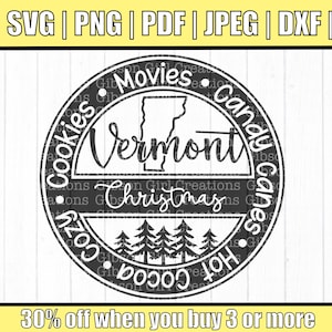 Vermont Christmas Svg | Vermont Svg | Christmas Svg | Vermont Cut File | Christmas Cut File | Vermont Clip Art | Cut File For Cricut | Dxf