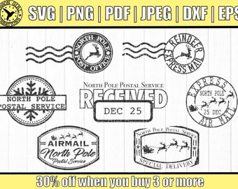 Christmas Stamp Svg | Christmas Postal Stamp Svg | Christmas Svg | Clip Art | Cut File | Cut Files For Cricut | Dxf | EPS | North Pole Svg