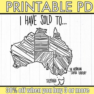 Carte des ventes Etsy Australie | Régions d'État étiquetées | Téléchargement instantané | Imprimable | Carte de voyage | Suivi des ventes | Feuille de coloriage | PDF