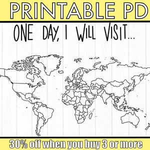 Weltkarte | Weltkarte Ausmalbild | Bucket List Reisekarte | Umsatz Tracker | Druckbare PDF | Reiseplaner | Blanko Weltkarte | Reisekarte