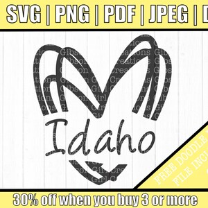 Idaho Svg | Idaho Heart Svg | ID Svg | Idaho State Svg | State Svg | Cut Files | Idaho DXF | Clip Art | Heart Doodle | Free SVG Gift Inc!