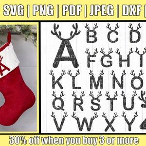 Reindeer Alphabet Svg | Alphabet Svg | Christmas Svg | Alphabet Cut File | Christmas letters | Christmas Cut File | Digital Download | Dxf.
