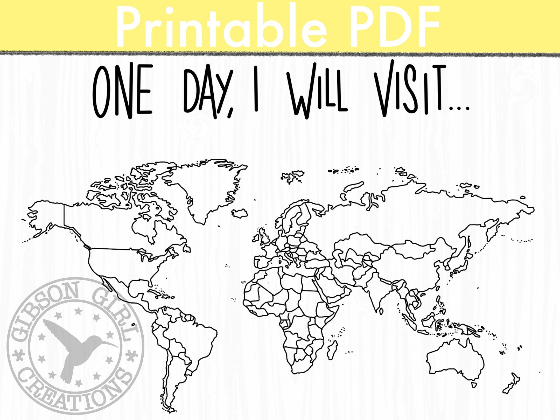 world map world map colouring sheet bucket list travel map etsy