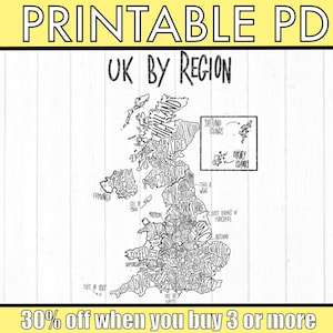 UK Postleitzahl Etsy Sales Map | Beschriftete Postleitzahlen | Reisekarte | Umsatz Tracker | Ausmalbild | Druckbare PDF | Sofort Download