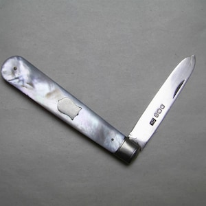 Quality Antique SILVER and Mother of Pearl Cased Folding Pocket Tool Hallmarked for Sheffield 1919